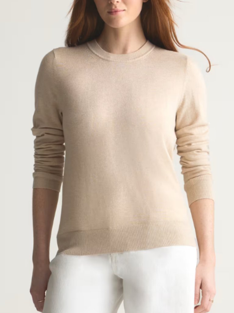 Lightweight Cotton Cashmere Crew Sweater